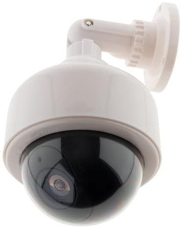 Otio - Telecamera Di Sorveglianza Fittizia Esterno Con LED - Design Pulito E Sobrio - Simula Una Registrazione Video - Kit Di Viti Inclusa Per Fissaggio A Parete - Bianco