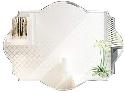 Espejo de Pared Biselado para el Afeitado/Maquillaje Sin Marco Espejo de Cristal de vanidad con Borde Pulido Patrón de Onda único Baño Habitación Sala Sencillo Decorativo