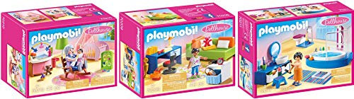 geobra Brandstätter PLAYMOBIL® Dollhouse 3er Set 70209 70210 70211 Jugendzimmer + Babyzimmer + Badezimmer