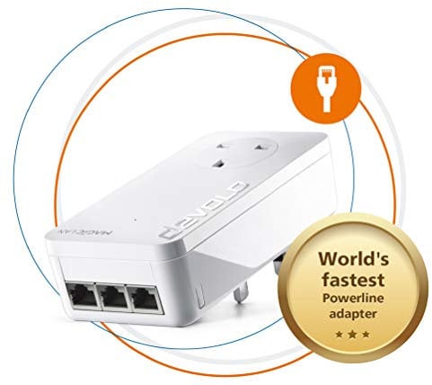 Devolo Magic 2-2400 LAN Triple: Powerline-Adapter (bis zu 2400 Mbps für Ihr Powerline-Heimnetzwerk, 3x Gb LAN-Ports, ideal für Online-Gaming, 4k/8k UHD-Streaming, stabiles Heimarbeiten)