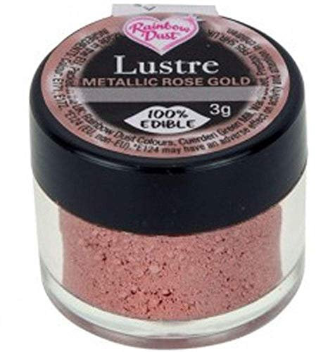 Metallic Rose Gold Edible Lustre - Rainbow Dust - 3g