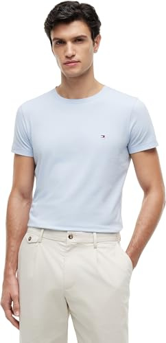 Tommy Hilfiger Herren Stretch Slim Fit Tee Mw0mw10800 S/S-T-Shirts, Blue (Breezy Blue), 3XL