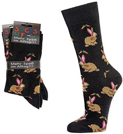 FussFreunde 2 Paar Fun Socken, Lustige Geschenke Für Männer 36-47 (as3, numeric, numeric_42, numeric_47, regular, regular, Hasi)