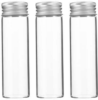 20pcs Transparent Glass Jars Aluminium Screw Cap 50ml Empty Bottles Candy Bottles Glass Bottles Gift Vials for Wedding Favors Decorations