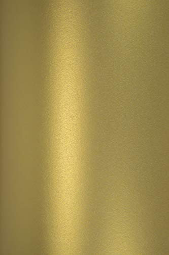 Netuno 10x Perlmutt-Echtgold Bastelpapier DIN A5 210 x 148 mm 120g Majestic Real Gold Glanzpapier Perlmutt metallic Effekt-Papier Perlglanz zum Basteln für Hochzeit Geburtstag Weihnachten