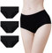Momoshe Perioden Unterwäsche Starke Blutung Unterhosen Damen 4er Pack Baumwolle Menstruation Slip Period Panties Frauen Periodenslip Absorbierend Schwarz M