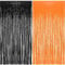 BRAVESHINE Lametta Vorhänge Schwarz Orange, 1 x 2.5 m Halloween Dekoration Party Vorhang Foto Hintergrund für Geburtstag Halloween Party