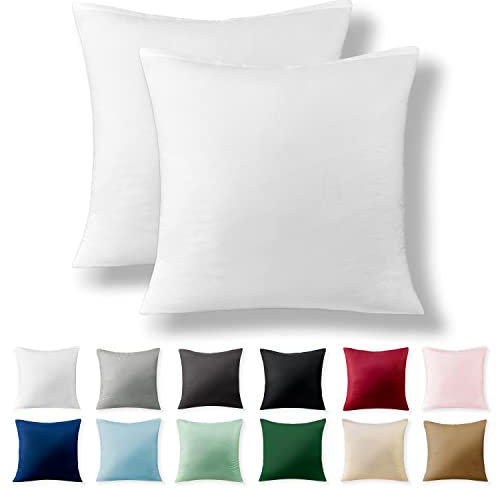 Alreya 2er-Set Renforcé Kissenbezug 40 x 40 cm - 100% Baumwolle mit YKK Reißverschluss, Superweicher Kopfkissenbezug 40x40, Kissenhülle, Weiß, nur Kissenbezug