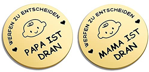 TankerStreet Geschenke Zur Geburt, Neue Papa Mama Entscheidungsmünze machen, Taufgeschenke für Jungen & Mädchen, Geschenke für werdende Eltern (Gold)