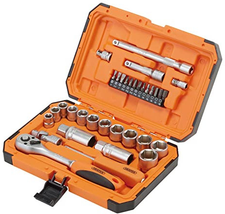 Draper 22110 HI-TORQ 6 Point Socket Set, 1/4 and 3/8 (34 Piece)