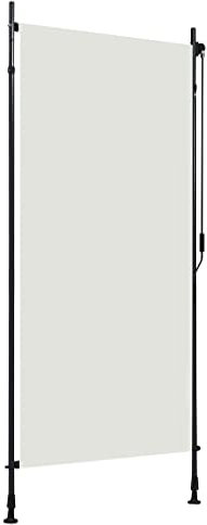 WIFESE Außenrollo 100x270 cm Creme Verdunklungsrollo Ohne Bohren Seitenwandmarkiese Rollo FüR Aussenbereich Sichtschutz Terrassen-Sichtschutz Terrasse Veranda Oder Pergola Handkurbelbetrieb Balkon