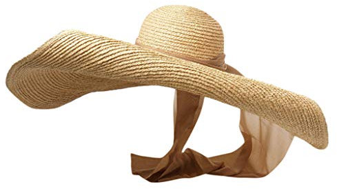 Sommer Übergroß Sonnenhut Super Große Krempe Strohhut Vintage Strandhut UV Sonnenschutz Sonnenhut Tragbar Faltbar Sommerhut UPF50+ Damenhut