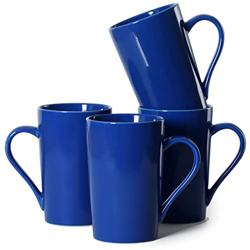 Smilatte 350ML Coffee Mugs, M099 Novelty Ceramic Cup for Boy Girl Lover, Set of 4, Blue