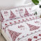 Weihnachts-Bettlaken-Set Queen Xmas Bäume Hirsche Muster Bettlaken-Set 4-teilig Lebkuchenmann Bettlaken mit Spannbetttuch 2 Kissenbezüge Tiefe Taschen Weihnachten Bettwäsche Set für Weihnachten