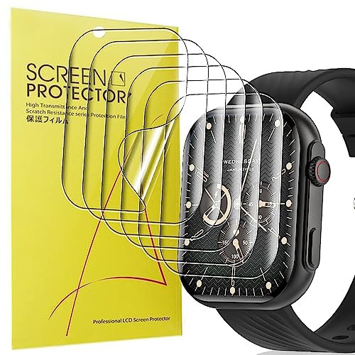 Blueshaweu 6 Pezzi Pellicola per HOLALEI Smartwatch, 2.01 ZL80, Pellicola Protettiva per HOLALEI ZL80 Smartwatch, Sensibile al Tatto, Senza Bolle, HD Trasparente TPU Film (Black)
