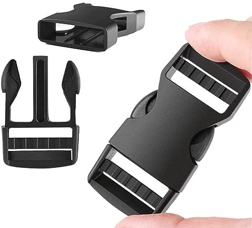 2 Stück Schnellverschluss - Schnallen Schwarz Doppelt Verstellbare Kunststoff Schnallenclips Rucksackgurte Schnallen und Verschlüsse für Rucksackgurte, Helmgurte, Sicherheitsgurte Steckschnallen