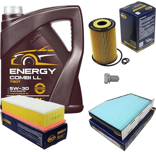 Inspektionspaket Wartungspaket Filterset mit 5 L Motoröl Energy Combi LL 5W-30, Ölfilter, Luftfilter, Innenraumfilter, Verschlussschraube