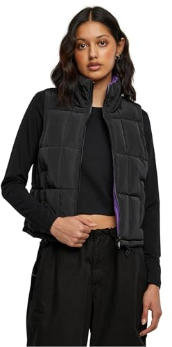Urban Classics Damen Weste Ladies Reversible Cropped Puffer Vest black/realviolet XXL