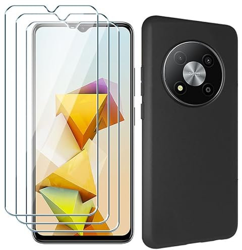 Xiangyun Cover per ZTE Blade A73 5G Custodia + 3 X Film di Vetro Temperato Protezione- Caso Silicone Nero Protettiva TPU Bumper Leggero Morbido Shell Case (6.52)