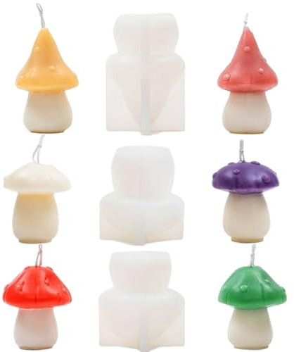 Molde de vela de hongos, molde de silicona Shiitake para jabón, cera de soja, bricolaje, molde de resina epoxi para decoración de fiestas, hogar, bodas (juego)