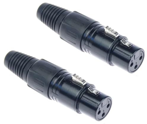 Adam Hall 2 x Connectors K3CXF3BLK - XLR 3 pol Mikrofon Kabel Kupplung Buchse female schwarz, versilbert 3 Star Serie