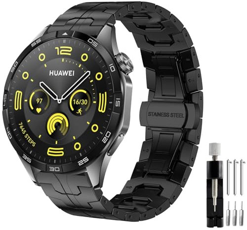 Cinturino per Huawei Watch GT 2 46mm, 22mm Cinturino in Acciaio Inossidabile per Huawei Watch GT/GT4 46mm/GT5 46mm/Huawei Watch GT3/GT3 Pro 46mm/GT2 Pro/GT 2e/GT Fashion/Sport/Active/Elegant/Classic