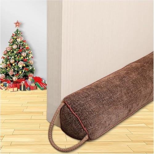 Schwerer Türzugstopper, 102 cm Zugluftstopper für Fenster Dreieck unter der Tür Zugluftstopper Geräuschblocker für Tür unten Luftdichtung Isolierung und Schallschutz, Braun