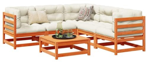 Gecheer 6-TLG.Garten-Sofagarnitur mit Kissen Gartenmöbel Set Loungemöbel Sofa Balkonmöbel Balkonlounge Gartenlounge Gartensofa Balkon Terrasse Terrassenmöbel 3 x Ecksofa 2 x Mittelsofa 1 x Fußhocker