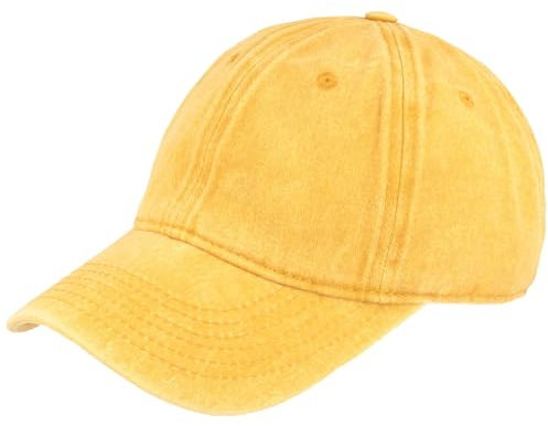Breiter Baseball Cap Basecap Sonnen Kappe 100% Baumwolle Größenverstellbar & Waschbar - Trendgelb