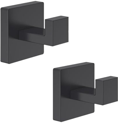 Zenovate Handtuchhaken Chrom, 2 Stück Wandhaken SUS 304 Edelstahl, Handtuchhaken zum Bohren für Badezimmer, Wall Mountable Kleiderhaken für Bad & Küche, Schwarz