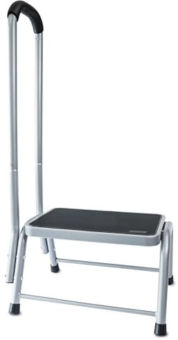 Caravan Trittstufe 45x37x26 cm mit Haltegriff aus Stahl bis zu 150kg belastbar mit Anti-Rutsch-Trittfläche Einstiegshilfe Einzeltritt Wohnwagen Wohnmobil Fußbank Tritt