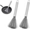 iTYOOS 2 Pezzi Spazzola Da Cucina in Acciaio Inox, Spazzola per Pentole in Acciaio Inox, Spazzola Pentola Spazzola Di Pulizia Piatto in Acciaio Inox, Pot Brush, Setole Extra Lunghe e Manico Lungo