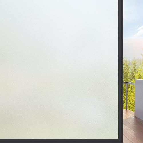 Milchglasfolie Statisch Haftend 75 x 250 cm Selbstklebend Fenster Sichtschutzfolie Blickschutz, Sonnenschutz, Entfernbar, Statisch Haftend, für Zuhause Büro, Rein matt
