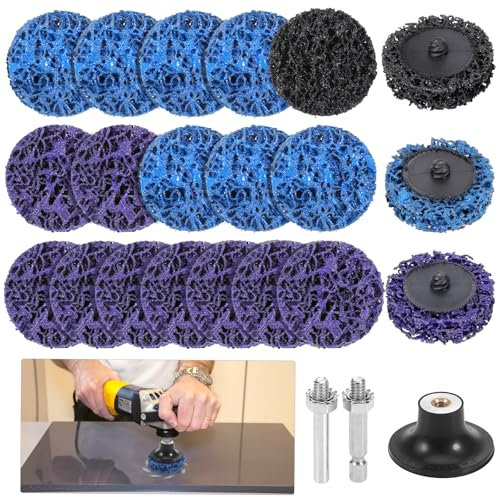 Fentar 20 Pièces Disque Nettoyage Meuleuse, 50mm Disque Abrasif, Disques Abrasifs CSD avec 2 Poignées de Couteau, Disque Meuleuse Abrasif pour le Meulage et le Polissage de l'Acier Métallique