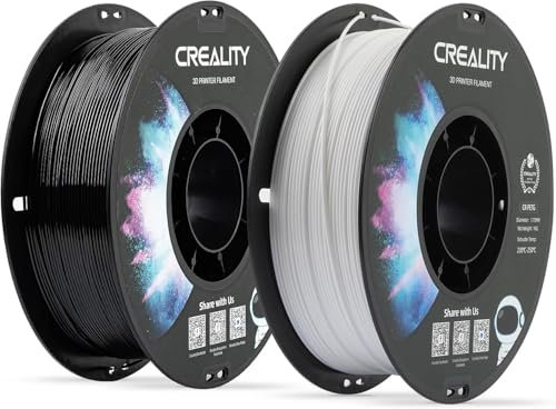 Creality CR-PETG Filament 1.75mm 2kg, 3D Drucker Filament PETG Schwarz Weiß, Maßgenauigkeit +/-0,02mm Vakuumverpackung Ordentliche Spule (2 x 1kg Spule, Schwarz+Weiß)