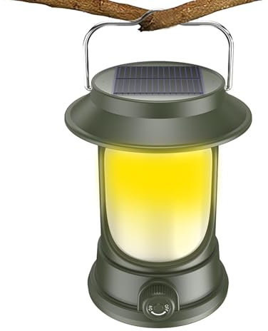 Linterna solar – Linterna LED con batería recargable | Linterna inalámbrica ligera para camping | Faroles solares colgantes de jardín para camping, senderismo y picnics