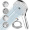 Nafall Soffione Doccia Grande, Soffione Doccia Alta Pressione con Tubo, Doccino per Doccia con 1.5m Tubo per Bagno da 130 Mm, Soffione Doccia Rotondo con 4 Getti