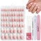 DMQ Short Almond False Nails Kit with Glue, 240Pcs Natural Gradient Pink Press on Nails, Oval French Fake Nails Pink Tips, Glossy Full Cover Stick On Nail for Women Girls Nail Art DIY