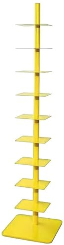 TUPOSTAR Libreria Invisibile, Torre Porta Libri A 9 Ripiani con Schienale Verticale, Libreria Angolare Multiuso, Robusti Porta Libri in Metallo,Giallo