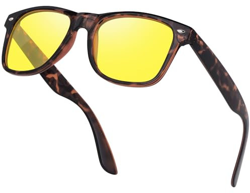 Nlieanuc Gafas Visión Nocturna Polarizadas Gafas de Sol Amarillo Lentes de Sol para Hombre Mujer Cuadradas Gafas Conducción Nocturna