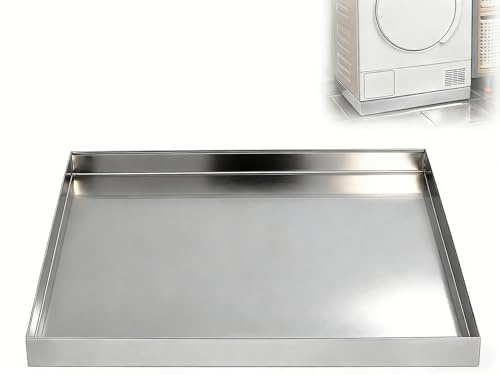 WUDLEP Washing Machine Pan, 68x63.5x6.3cm Stainless Steel Washing Machine Drain Pan, Heavy Duty Compact Washer Drip Tray for Washing, Dryers, Dishwashers, Refrigerators
