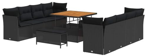 vidaXL Modularer 4-Sitzer Gartensofa-Set mit Kissen - wetterfest und stylisch in Schwarz, aus Poly-Rattan. Ideal für Balkon und Terrasse, perfekt zum Entspannen.
