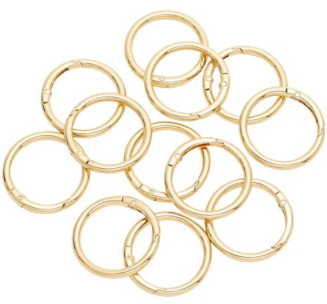 12 x Metall-O-Ringe, Schlüsselanhänger, runde Karabiner-Clips, Schlüsselanhänger, Karabinerhaken für Taschen, Geldbörsen