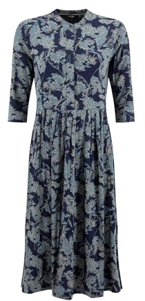 Weird Fish Hellen Printed Crepe Viscose Shirt Dress True Blue Size 12