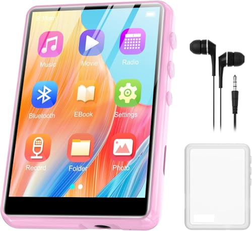 64GB MP3 Player - Portable MP3 Player with Bluetooth 5.3, Portable Music Player with FM Radio, Voice Recorder, Pedometer, Mini Design Ideal for Sport (Pink)