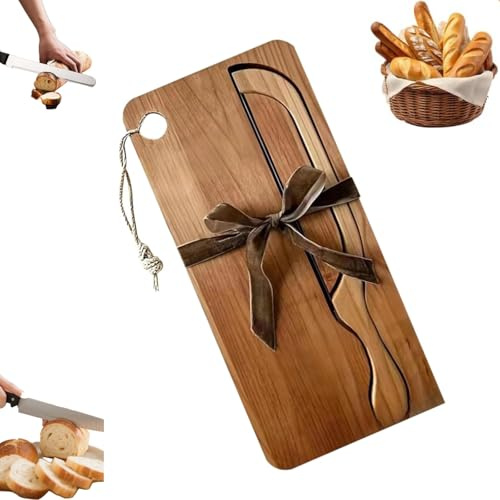Sourdough Board & Knife Set, Bread Bow Knife and Board Set, Bread Bow Knife with Matching Crumb Tray for Homemadebread, Bows Knife, Sourdoughs Cutter, Left Right Handed Design (Acacia Wood)