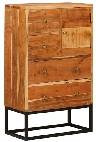 vidaXL Schubladenkommode Natur 55 x 30 x 90 cm Massivholz Akazie, Moderne Wohnzimmeraufbewahrung, rechteckige Kommode, langlebige Akazienlade, Elegante Lösung für die Heimorganisation