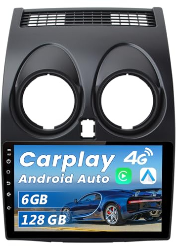 Junsun Android Autoradio für Nissan Qashqai J10 2006-2013 Core 6GB+128GB | with 9 zoll Touchscreen unterstützt 4G SIM Karten CarPlay, Bluetooth Navigtion Lenkradsteuerung