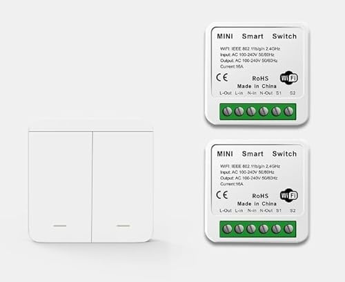 BEAZOOM Tuya Home, kit interruttore della luce wireless, controllo vocale e app, telecomando RF433, facile da installare, senza cablaggio, per Tuya Home, bianco