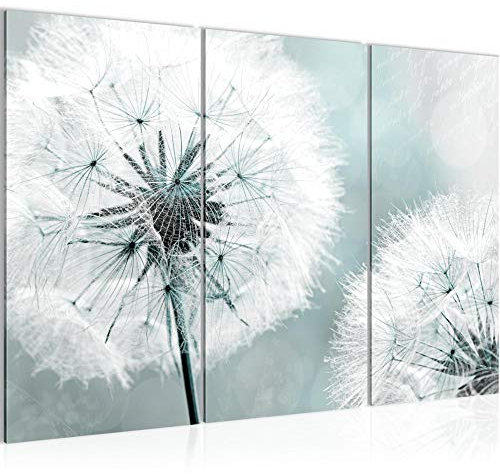 Runa Art Wandbilder Pusteblume Bild XXL Wohnzimmer Schlafzimmer Grau Blau Natur 120 x 80 cm 3 Teilig 207131b